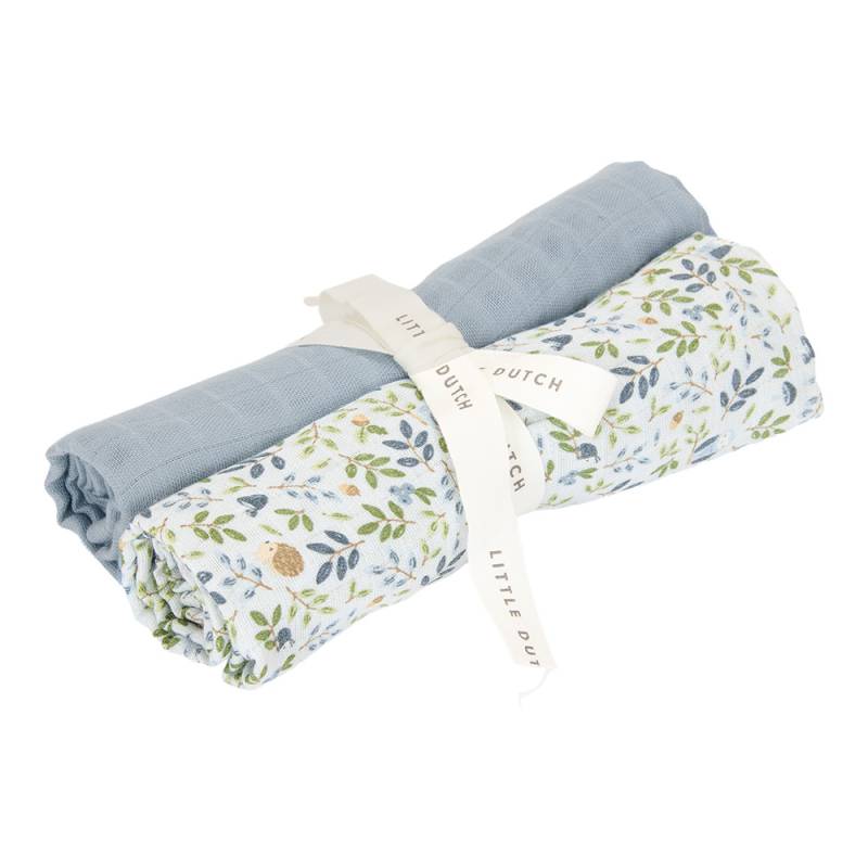 Little Dutch Swaddle Cloths Muslin - 70x70 cm - Blueberry Leaves&Sage von Little Dutch