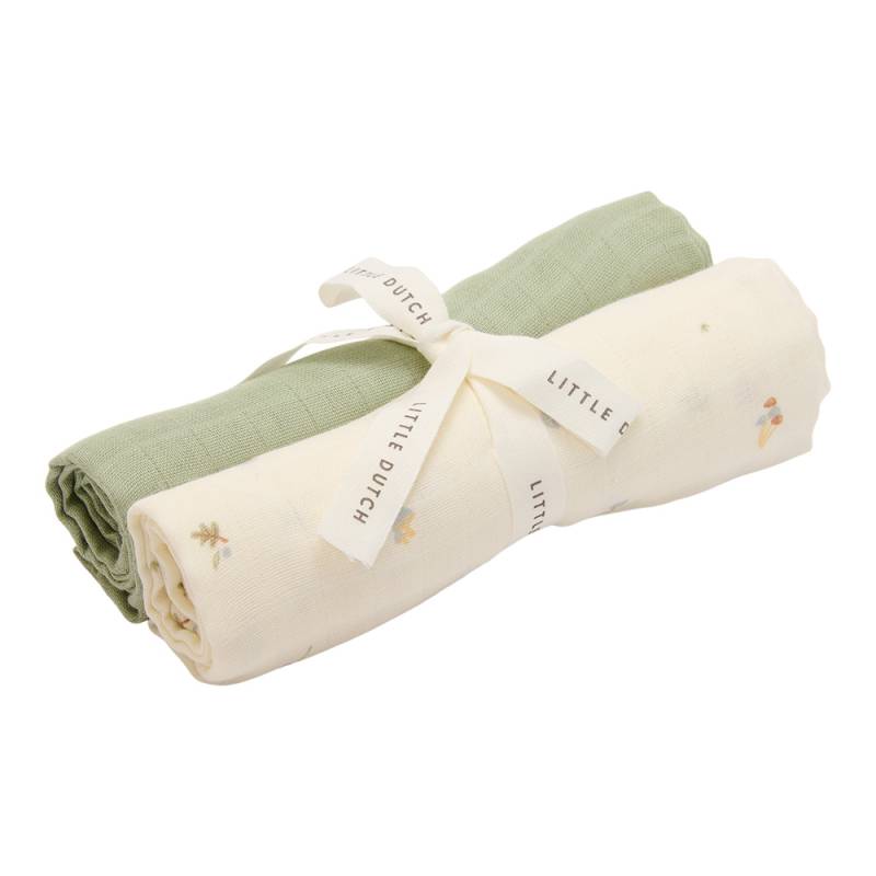 Little Dutch Swaddle Cloths Muslin - 70x70 cm - Blueberry Leaves&Sage von Little Dutch