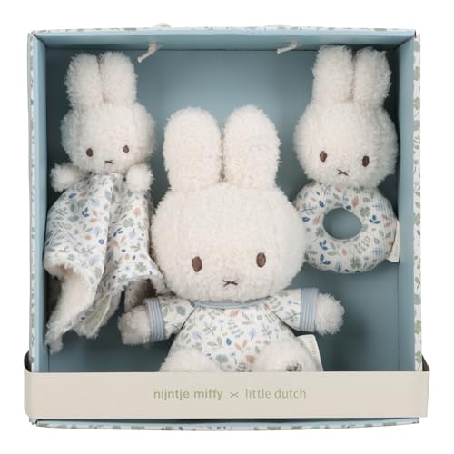 Little Dutch nijntje Miffy x NIJN453 Geschenkset 3-teilig (Schmusetuch, Greifling, Stofftier) Hase Miffy - Lucky Leaves von Little Dutch