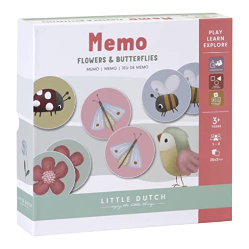 Tiamo Little Dutch 4758 Memory Spiel Flowers & Butterflies/Blumen & Schmetterlinge 40-Teile von Little Dutch