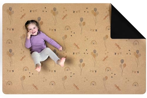 LITTLE LEMON – Krabbelmatte Baby Teppich Babymatte | Kork & Naturkautschuk 180x115cm | BPA- & Schadstofffreie Kinder Spielmatte | rutschfest von Little Lemon