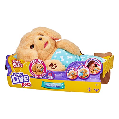 Little Live Pets Charlie Cozy Dozys Puppy interactive cuddly dog toy with sounds, bedtime cuddles, pacifier blanket included. von Little Live Pets
