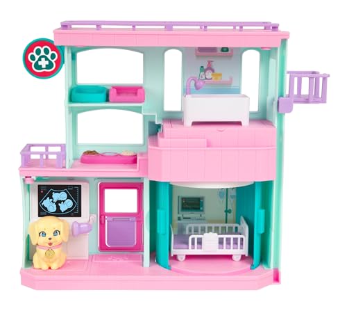 Little Live Pets Mama Surprise Families Baby-Klinik-Spielset, 3 Retriever-Welpen enthüllen, magisch, zweiseitiges Spielset (27,8 cm breit, 23,8 cm hoch). Füttern, Baden & Spielen, Geschenk für Kinder von Little Live Pets