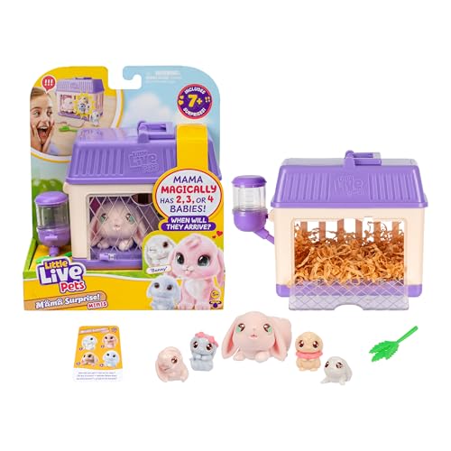 Little Live Pets Mama Surprise Minis Bunny, Plüschhase mit 2, 3 oder 4 Babys nach Zufallsprinzip, interaktives Haustier, für Kinder ab 5 Jahren, Berühmte (LP304100) von Little Live Pets