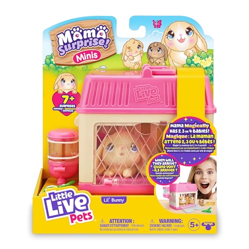 Little Live Pets - Mama Surprise Minis Bunny, Plüschhase mit Geräuschen und Bewegungen, die Babys haben, interaktives Haustier, Spielzeug für Jungen und Mädchen + 5 Jahre alt von Little Live Pets