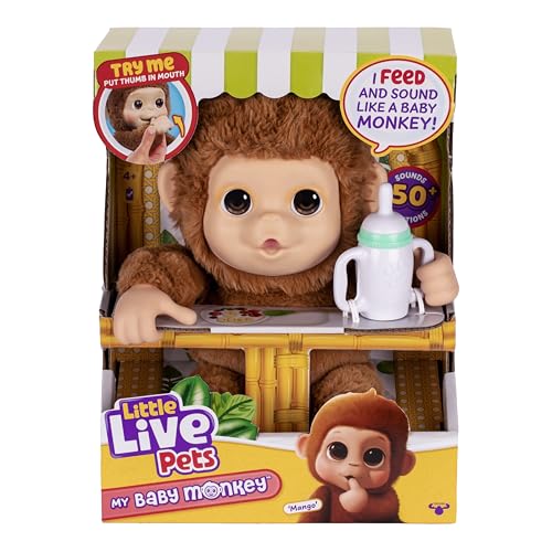 Little Live Pets My Baby Monkey ´Mango´ with Bottle - Cuddly and Soft Interactive Animal Toy playset for Children 4+ - More Than 50 Sounds and Reactions Little Live Pets My Baby Monkey ´Mango´ with Bottle - Cuddly and Soft Interactive Animal Toy playset for Children 4+ - More Than 50 Sounds and Reactions von Little Live Pets