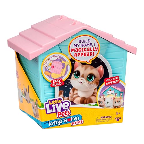 Little Live Pets My Kitty's Home Mini-Spielset, Mystery Kitty Plüsch-Enthüllung, bauen und dekorieren, Spielzeug-Tragetasche, wiederholtes Spielen, Katzenhausspielzeug für Kinder ab 5 Jahren von Little Live Pets