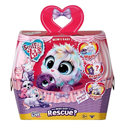 Little Live Pets | Scruff-a-Luvs Mystery Animal Mom & Baby Reveal, Wash, Groom and Rescue A Pastel Rainbow Colored Plush Pet Puppy, Pony Or Kitten with Her Baby., Mehrfarbig von Little Live Pets