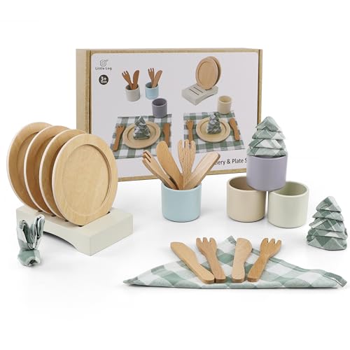 Little Log Geschirrset aus Holz Kinder spielküche zubehör Kinderküchen Set Geschenk Rollenspielzeug für Mädchen und Jungen ab 3 Jahren Little Log Geschirrset aus Holz Kinder spielküche zubehör Kinderküchen Set Geschenk Rollenspielzeug für Mädchen und Jungen ab 3 Jahren von Little Log