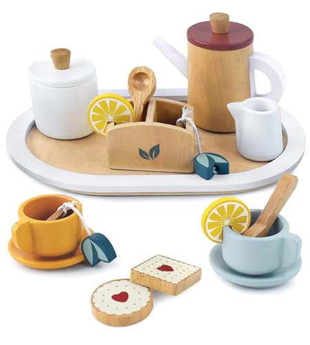 Little Log Teeset aus Holz für kleine Mädchen, Holzspielzeug für Kinder, Rollenspiel, Teeparty-Set, Kinderküchenzubehör mit Spielnahrung für Mädchen, Jungen, Kleinkinder ab 3 Jahren Little Log Teeset aus Holz für kleine Mädchen, Holzspielzeug für Kinder, Rollenspiel, Teeparty-Set, Kinderküchenzubehör mit Spielnahrung für Mädchen, Jungen, Kleinkinder ab 3 Jahren von Little Log