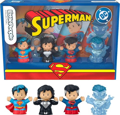 Fisher-Price Little People Collector Superman Through the Ages Sonderausgabe für Erwachsene und Fans, 4 Figuren in einer zum Ausstellen geeigneten Verpackung, JFD63 Fisher-Price Little People Collector Superman Through the Ages Sonderausgabe für Erwachsene und Fans, 4 Figuren in einer zum Ausstellen geeigneten Verpackung, JFD63 von Little People COLLECTOR