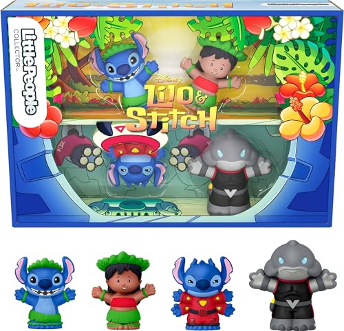Little People COLLECTOR Fisher-Price Disney Lilo und Stitch Sonderausgabe für Erwachsene und Fans, 4 Figuren in Einer zum Ausstellen geeigneten Verpackung, JFC77 von Little People COLLECTOR