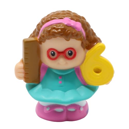 Little People Ersatzteil für Fisher-Price Time to Learn Vorschule Spielset K0105 - Little Girl Maggie Figur mit Brille - Halten eines Lineals und einer gelben Nummer 6 Sechs von Little People