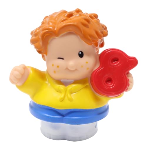 Little People Ersatzteil für Fisher-Price Time to Learn Vorschulspielset K0105 - Kleiner Junge mit lockigen roten Haaren und Sommersprossen, die eine rote Zahl 8 Acht zwinkern und halten von Little People