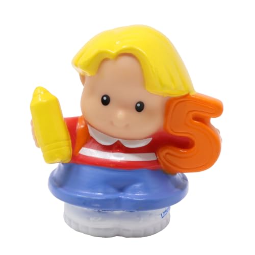 Little People Ersatzteil für Fisher-Price Time to Learn Vorschulspielset K0105 - Little Boy Eddie Figur trägt einen Rucksack mit seinem Frosch darin und hält einen Bleistift und Nummer 5 von Little People