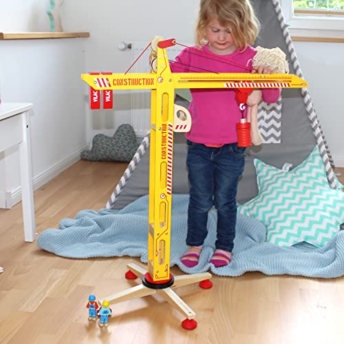 LittleStars Großer Holz-Kran mit Zubehör I Kinder-Spielzeug mit Ihrer Wunsch-Personalisierung I 12 Einzelteile I Höhe: 80 cm von LittleStars