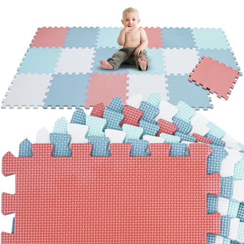 LittleTom 18 Teile Spielmatte Baby Puzzlematte ab Null - 30x30 Krabbelmatte Bodenmatte Kinder - Puzzle Teppich Kinderzimmer Matte - Outdoor Bodenschutzmatte Spielteppich - Eva Schaumstoff Isomatte von LittleTom