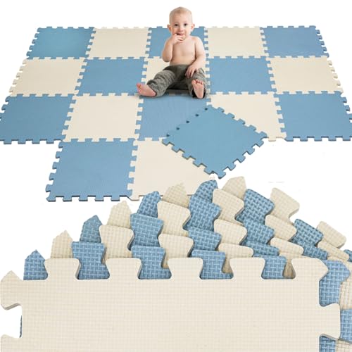 LittleTom 18 Teile Spielmatte Baby Puzzlematte ab Null - 30x30 Krabbelmatte Bodenmatte Kinder - Puzzle Teppich Kinderzimmer Matte - Outdoor Bodenschutzmatte Spielteppich - Eva Schaumstoff Isomatte von LittleTom
