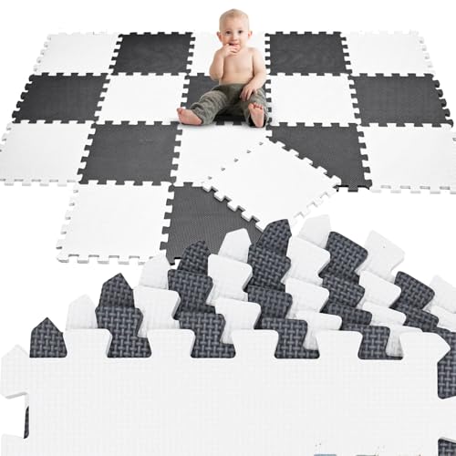 LittleTom 18 Teile Spielmatte Baby Puzzlematte ab Null - 30x30 Krabbelmatte Bodenmatte Kinder - Puzzle Teppich Kinderzimmer Matte - Outdoor Bodenschutzmatte Spielteppich - Eva Schaumstoff Isomatte von LittleTom