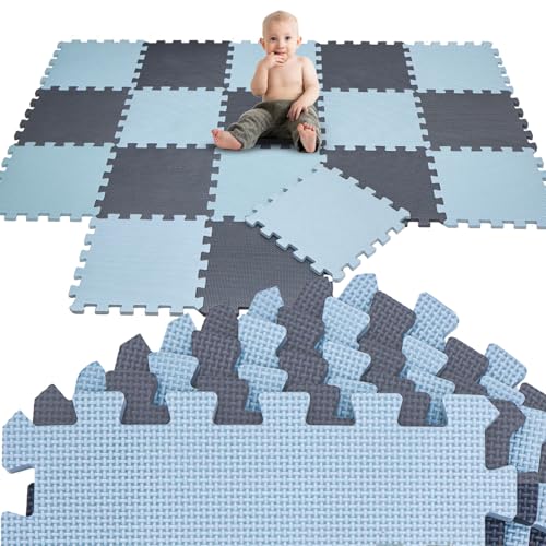 LittleTom 18 Teile Spielmatte Baby Puzzlematte ab Null - 30x30 Krabbelmatte Bodenmatte Kinder - Puzzle Teppich Kinderzimmer Matte - Outdoor Bodenschutzmatte Spielteppich - Eva Schaumstoff Isomatte von LittleTom