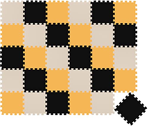 LittleTom 27 Teile Spielmatte Puzzlematte Ab Null - 30x30 Krabbelmatte - Spielmatte Kinder Babydecke Spieldecke - Bodenmatte Kinderzimmer Activity Babymatte Bodenschutzmatte Spielzeug von LittleTom