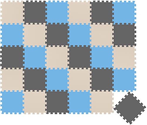 LittleTom 27 Teile Spielmatte Baby Puzzlematte ab Null - 30 x 30 cm Krabbelmatte Bodenmatte Kinder - Puzzle Teppich Kinderzimmer Matte - Outdoor Bodenschutzmatte Spielteppich Eva Schaumstoff Isomatte von LittleTom
