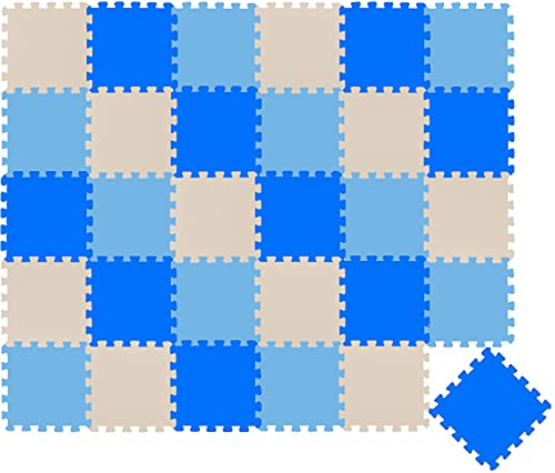 LittleTom 27 Teile Spielmatte Ab Null - 30x30 Schaumstoff Puzzlematte Kinder Isomatte Spielteppich Outdoor - Puzzle Teppich Matte Baby Krabbelmatte Abwaschbar Bodenschutzmatte Kinderzimmer von LittleTom
