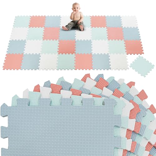 LittleTom 36 Teile Spielmatte Baby Puzzlematte ab Null - 30x30 Krabbelmatte Baby - Spielmatte Kinder Babydecke Spieldecke - Bodenmatte Kinderzimmer Activity Babymatte Bodenschutzmatte Baby Spielzeug von LittleTom