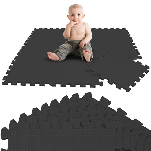 LittleTom 9 Teile Spielmatte Baby Puzzlematte ab Null - 30x30 Krabbelmatte Baby - Spielmatte Kinder Babydecke Spieldecke - Bodenmatte Kinderzimmer - Activity Babymatte Bodenschutzmatte Baby Spielzeug von LittleTom