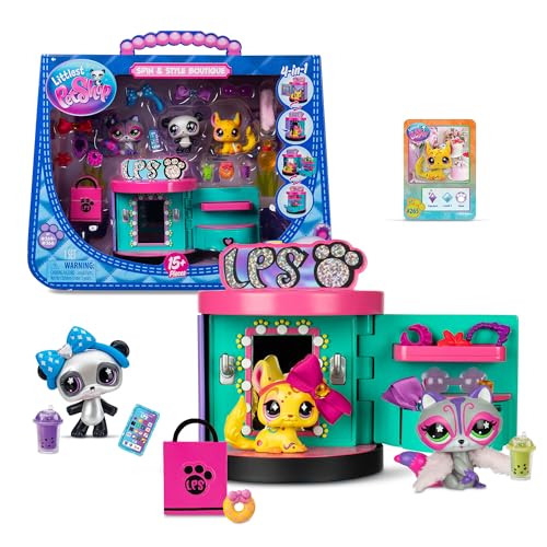 Kleiner Haustier-Shop 00722 Spin & Style Boutique - Inklusive 15 Stücke; 3 Bobblehead Figuren + Zubehör - Animalthemed playset for Children 4+ von Littlest Pet Shop
