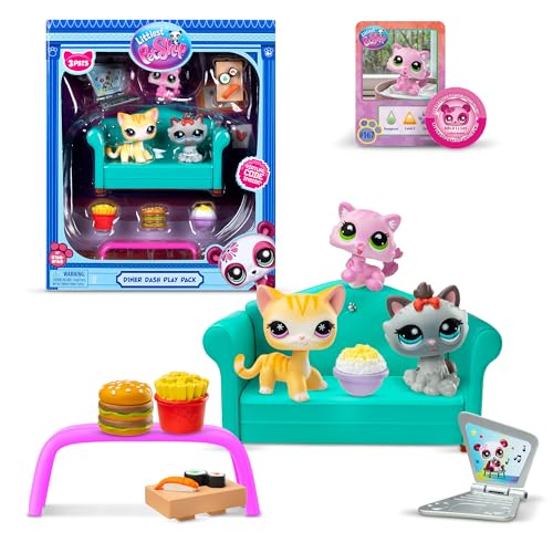 Littlest Pet Shop - Diner Dash Play Pack - Includes 3 Adorable bobblin' Cats; Yellow cat, Pink Kitten, Grey cat - Offical LPS playset for Children 4+ von Littlest Pet Shop