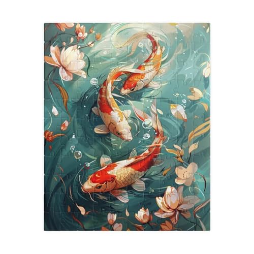 Puzzle 100 Teile,Puzzle für Erwachsene,EIN Herausforderndes Rätsel,Puzzles 100 Teile Erwachsene,Puzzlespiele Für Die Ganze Familie Geschenke,Blumen-Kois von Lituor