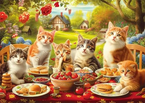 Puzzle 100 Teile,Puzzle für Erwachsene,EIN Herausforderndes Rätsel,Puzzles 100 Teile Erwachsene,Puzzlespiele Für Die Ganze Familie Geschenke,Katzenparty von Lituor