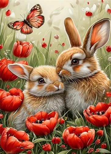 Puzzle 100 Teile,Puzzle für Erwachsene,EIN Herausforderndes Rätsel,Puzzles 100 Teile Erwachsene,Puzzlespiele Für Die Ganze Familie Geschenke,Mohnblumen-Kaninchen von Lituor