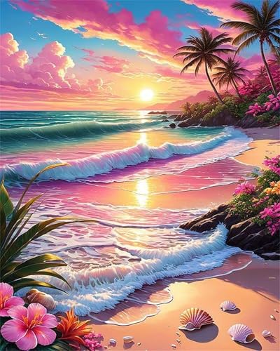 Puzzle 100 Teile,Puzzle für Erwachsene,EIN Herausforderndes Rätsel,Puzzles 100 Teile Erwachsene,Puzzlespiele Für Die Ganze Familie Geschenke,Rosa Sonnenuntergangsstrand von Lituor