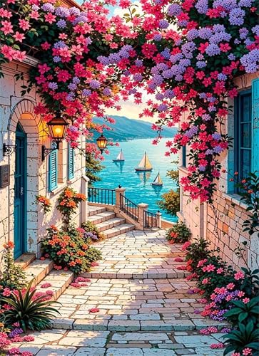 Puzzle 100 Teile,Puzzle für Erwachsene,EIN Herausforderndes Rätsel,Puzzles 100 Teile Erwachsene,Puzzlespiele Für Die Ganze Familie Geschenke,Stadtstraße Blumen von Lituor