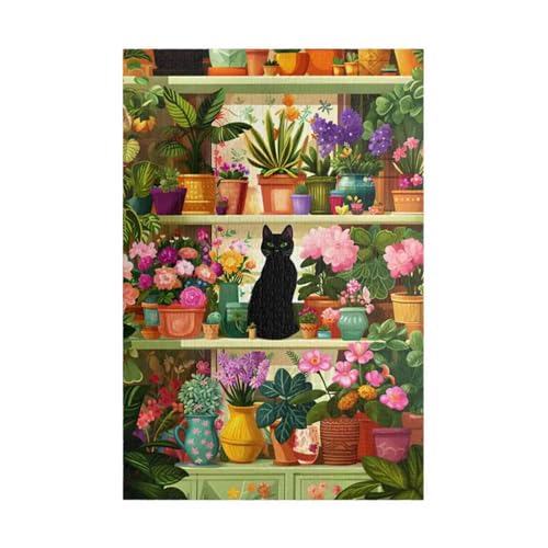 Puzzle 100 Teile,Puzzle für Erwachsene,EIN Herausforderndes Rätsel,Puzzles 100 Teile Erwachsene,Puzzlespiele Für Die Ganze Familie Geschenke,Topfpflanzenständer Katze von Lituor