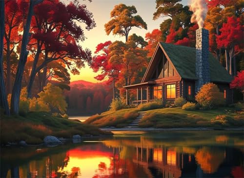 Puzzle 100 Teile,Puzzle für Erwachsene,EIN Herausforderndes Rätsel,Puzzles 100 Teile Erwachsene,Puzzlespiele Für Die Ganze Familie Geschenke,Woods Riverside Cottage von Lituor