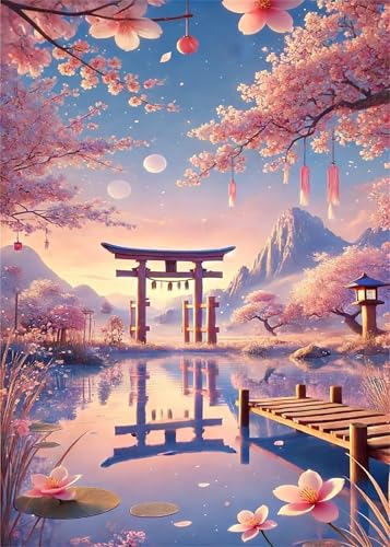 Puzzle 100 Teile EIN Herausforderndes Rätsel Pädagogisches Spielzeug Geschenke Klassische Japanischer Blumensee Puzzles Für Erwachsene,Jigsaw Puzzle für Die Ganze Familie 40x28 cm von Lituor