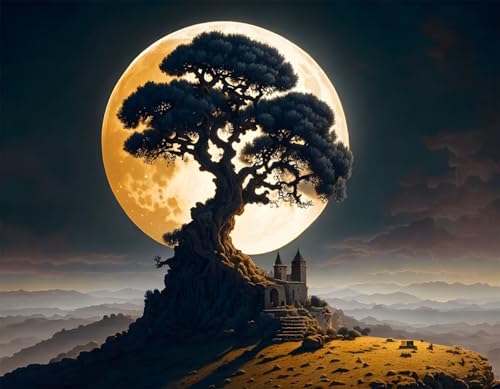 Puzzle 100 Teile EIN Herausforderndes Rätsel Pädagogisches Spielzeug Geschenke Klassische Mondbaumschloss Puzzles Für Erwachsene,Jigsaw Puzzle für Die Ganze Familie 40x28 cm von Lituor