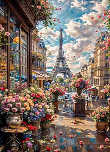 Puzzle 100 Teile EIN Herausforderndes Rätsel Pädagogisches Spielzeug Geschenke Klassische Pariser Blumenladen Puzzles Für Erwachsene,Jigsaw Puzzle für Die Ganze Familie 40x28 cm von Lituor