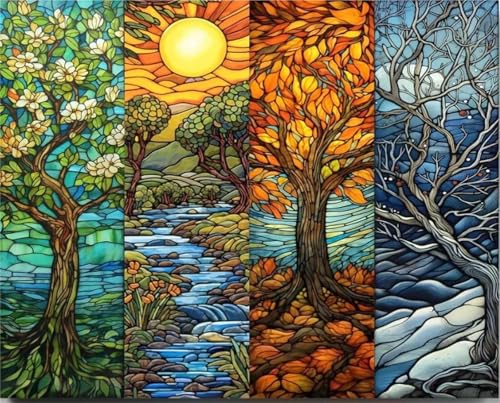 Puzzle 100 Teile EIN Herausforderndes Rätsel Pädagogisches Spielzeug Geschenke Klassische Vier Jahreszeiten Malerische Bäume Puzzles Für Erwachsene,Jigsaw Puzzle für Die Ganze Familie 40x28 cm von Lituor