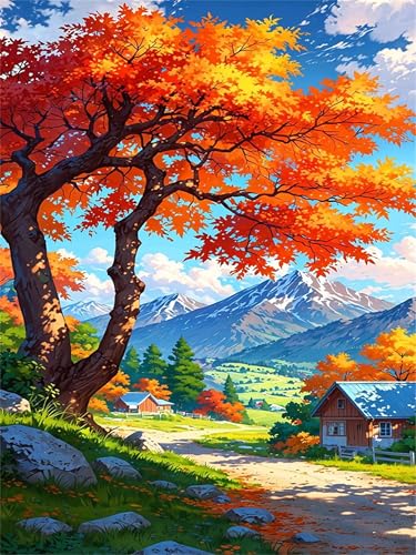 Puzzle 1000 Teile,Dorfstraße Bäume Puzzle Erwachsene, EIN Herausforderndes Rätsel,Klassische Puzzles,Puzzlespiele für Die Ganze Familie Geschenke von Lituor