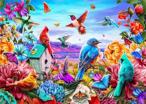 Puzzle 1000 Teile,Puzzle für Erwachsene,EIN Herausforderndes Rätsel,Puzzles 1000 Teile Erwachsene,Puzzlespiele Für Die Ganze Familie Geschenke,Bunte Blumen Vögel von Lituor