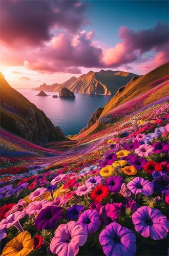 Puzzle 1000 Teile,Puzzle für Erwachsene,EIN Herausforderndes Rätsel,Puzzles 1000 Teile Erwachsene,Puzzlespiele Für Die Ganze Familie Geschenke,Fluss-Berg-Wildblumen von Lituor
