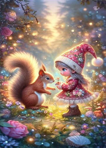 Puzzle 1000 Teile,Puzzle für Erwachsene,EIN Herausforderndes Rätsel,Puzzles 1000 Teile Erwachsene,Puzzlespiele Für Die Ganze Familie Geschenke,Süßes Eichhörnchen-Mädchen von Lituor