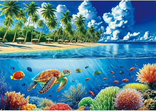 Puzzle 1000 Teile,Puzzle für Erwachsene,EIN Herausforderndes Rätsel,Puzzles 1000 Teile Erwachsene,Puzzlespiele Für Die Ganze Familie Geschenke,Tropische Meereslebewesen-Landschaft von Lituor