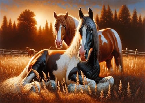 Puzzle 1000 Teile EIN Herausforderndes Rätsel Pädagogisches Spielzeug Geschenke Klassische Bauernhof Feld Pferde Puzzles Für Erwachsene,Jigsaw Puzzle für Die Ganze Familie 75x50 cm von Lituor