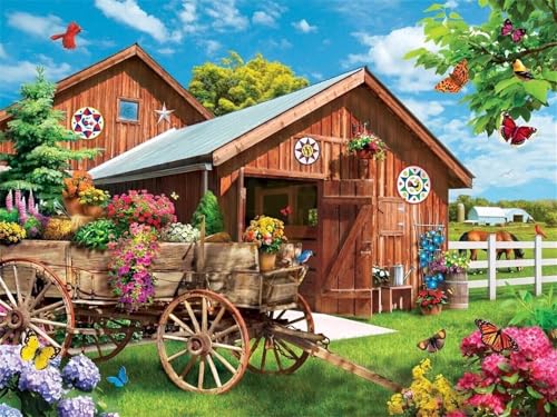 Puzzle 1000 Teile EIN Herausforderndes Rätsel Pädagogisches Spielzeug Geschenke Klassische Bauernhof Handwagen Blumen Puzzles Für Erwachsene,Jigsaw Puzzle für Die Ganze Familie 75x50 cm von Lituor