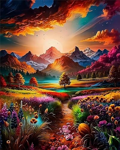 Puzzle 1000 Teile EIN Herausforderndes Rätsel Pädagogisches Spielzeug Geschenke Klassische Berg Sonnenuntergang Blumen Puzzles Für Erwachsene,Jigsaw Puzzle für Die Ganze Familie 75x50 cm von Lituor
